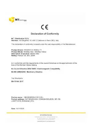 Bicicleta elétrica Argento ARGENTO MINIMAX AMARELA