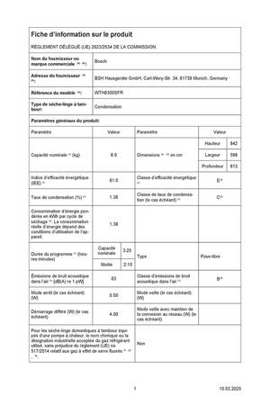 Máquina de secar roupa com bomba de calor Bosch WTH8300SFR