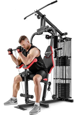 Estação de Musculação Multifuncional Hop-Sport HS-1044K, Equipamento de Musculação, Multigym com 1 Estação + 66 kg, Estação de Fitness com Polia Alta