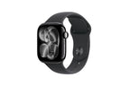 Apple Watch Series 11 GPS, caixa de alumínio preto brilhante de 42 mm com bracelete desportiva preta - Tamanhos S/M