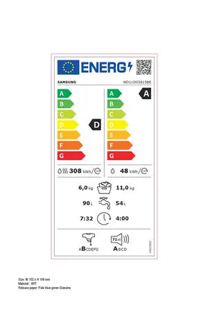 Máquina de lavar e secar roupa Samsung WD11DG5B15BE