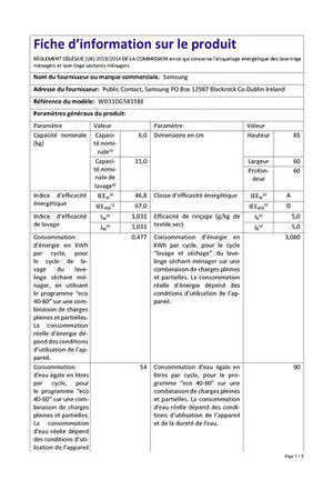 Máquina de lavar e secar roupa Samsung WD11DG5B15BE