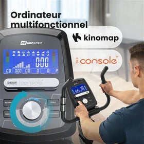 Bicicleta de exercício Hop-Sport HS-090H Apollo, volante de 13 kg, bicicleta para uso no interior, controlo por aplicação, 12 programas de treino, 32 níveis de resistência.