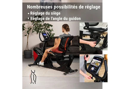 Bicicleta de exercício Hop-Sport HS-070L Helix semi-reclinada com Bluetooth e aplicação, 32 níveis de resistência, volante de 18,5 kg, assento ajustável e computador de bordo.