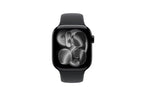 Apple Watch Series 11 GPS, caixa de alumínio preto brilhante de 42 mm com bracelete desportiva preta - Tamanhos S/M