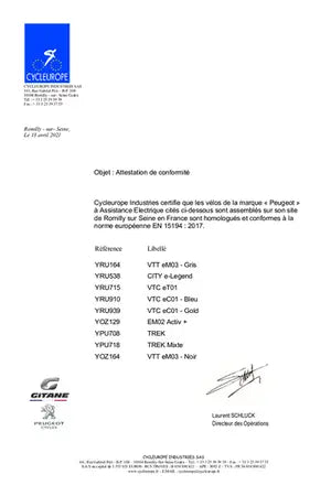 Bicicleta híbrida elétrica Peugeot EC01 GOLD T46 com motor central