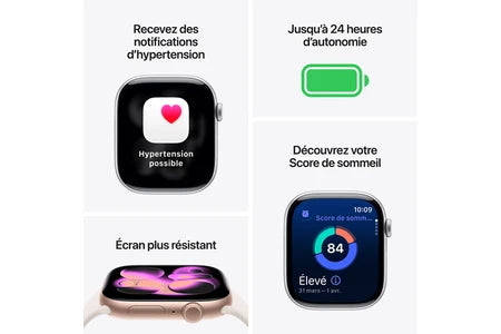Apple Watch Series 11 GPS, caixa de alumínio preto brilhante de 42 mm com bracelete desportiva preta - Tamanhos S/M
