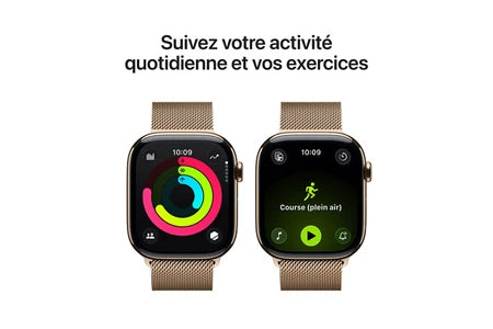 Apple Watch Series 11 GPS + Cellular 46mm Caixa Titânio Dourado com Bracelete Milanese Dourado - P/M