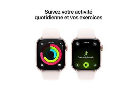 Apple Watch Series 11 GPS, caixa em alumínio dourado rosê de 42 mm com bracelete desportiva rosa claro - Tamanhos S/M