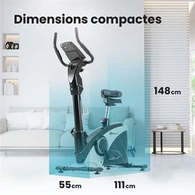 Bicicleta de exercício Hop-Sport HS-090H Apollo, volante de 13 kg, bicicleta para uso no interior, controlo por aplicação, 12 programas de treino, 32 níveis de resistência.