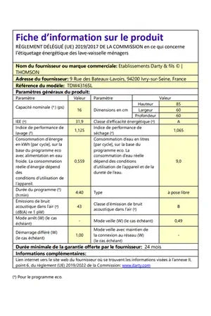 Máquina de lavar loiça de instalação livre Thomson TDW4316SL