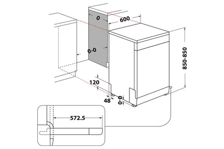 Máquina de lavar loiça de instalação livre Whirlpool WH3FC14BN70X em aço inoxidável